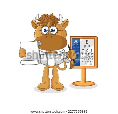 the bison oculist cartoon. cartoon mascot vector