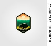 bison on yellowstone national park logo vector illustration
