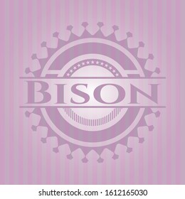 Bison pink emblem. Retro. Vector Illustration. Detailed.