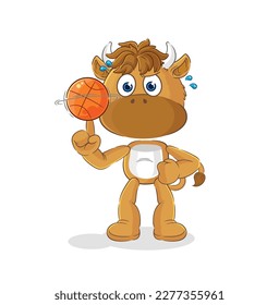 el bisonte jugando mascota de baloncesto. vector de dibujos animados