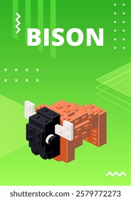 Bison poster for print and design. Vector