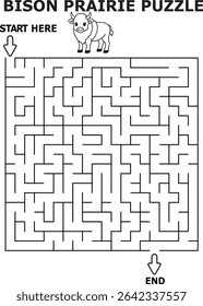Bison prairie maze puzzle for kids fun activity