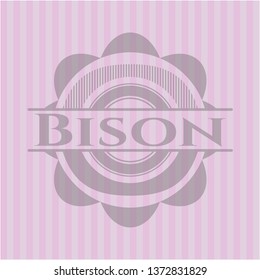 Bison realistic pink emblem