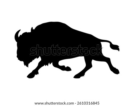 Bison running silhouette vector flat illustration design.