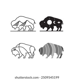 bison set collection logo design vector