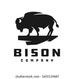 bison silhouette animal logo design