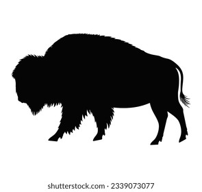 Bison Silhouette in black on white background