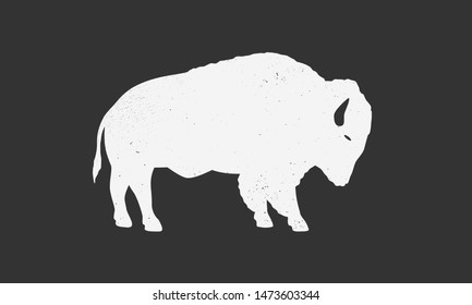 Bison silhouette. Bison, buffalo icon isolated on white background. Vector illustration