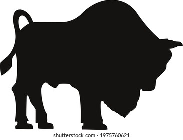 Bison silhouette icon. Isolated on white background. Bison black silhouette shape for logo, emblem, icons, tattoo. ads.