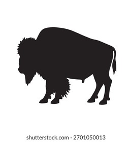 Bison silhouette icons set side, front, back, and top views
