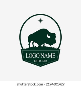 Bison silhouette logo. Bison buffalo logo badge emblem sign isolated. luxury animal logo.