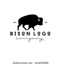 Bison silhouette  logo design with vintage typography, for your business or company.