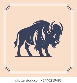 Ilustración del estilo del logotipo de la silueta del bisonte