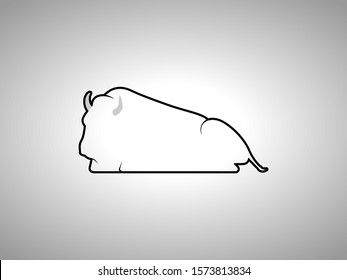 Bison Silhouette on White Background. Isolated Vector Animal
