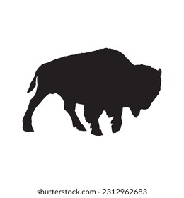 Bison Silhouette on White Background. Isolated Vector Animal