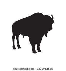 Bison Silhouette on White Background. Isolated Vector Animal