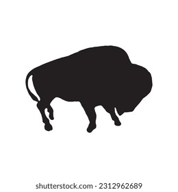 Bison Silhouette on White Background. Isolated Vector Animal