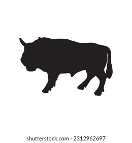 Bison Silhouette on White Background. Isolated Vector Animal