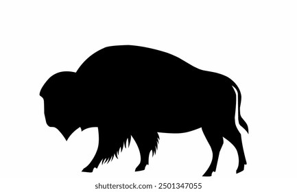 Bison silhouette. simple flat color elegant white background vector and animal illustration Bison.