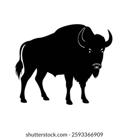 Bison Silhouette Vector | Minimalist Bison Black Design Illustration