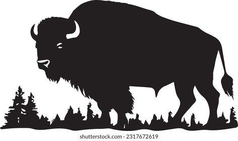 bison silhuette animal images and white background