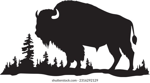 Bison silhuette animal white background images