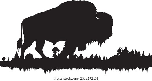 Bison silhuette animal white background images