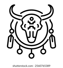 Bison skull icon in linear style 