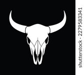 bison skull vector design, bison skull logo, longhorn logo template.
