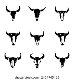 Bison Skull Vector Illustration Set With Isolated Clip Art White Background And
Bison Skull Symbol, Head Bone Cow Bull, Art Silhouette, Sketch Drawing Element.