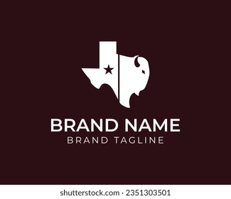 Bison Texas logo. combination from Texas and bison. animal logo template. Buffalo Texas logo design.