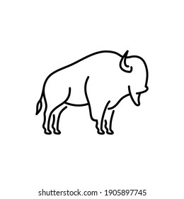 Bison vector icon. Buffalo  illustration. Wild animal sign.