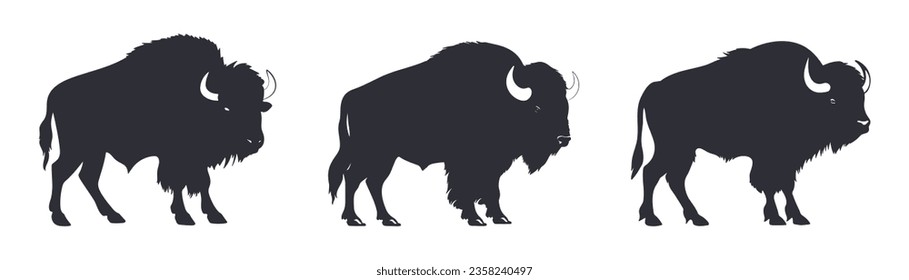 Bison vector Illustration black silhouette icon t-shirts cards
