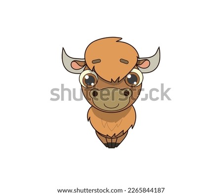 Bison vector isolated color icon. Bison animal vector icon. Bison icon