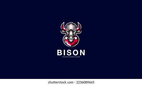 Bison vector logo design illustration icon