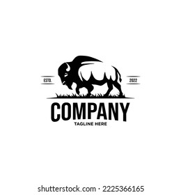 Bison vintage logo vector icon.