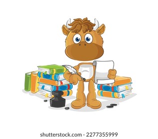 the bison writer vector. cartoon character