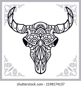 bison zentangle artes aisladas en fondo blanco