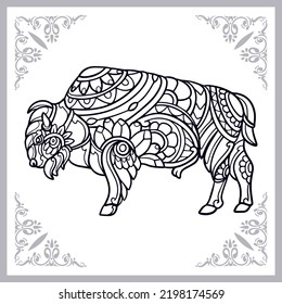 bison zentangle artes aisladas en fondo blanco