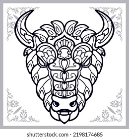 bison zentangle arts isolated on white background