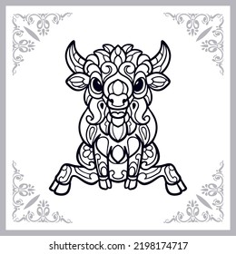 bison zentangle artes aisladas en fondo blanco