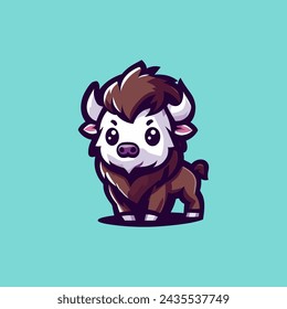 Bison-Cute-Mascot-Logo-Illustration-Chibi-Kawaii is awesome logo, mascot or illustration for your product, company or bussiness