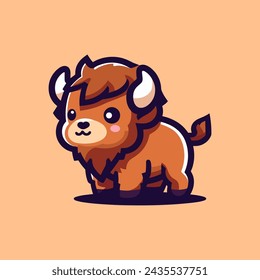 Bison-Cute-Mascot-Logo-Illustration-Chibi-Kawaii is awesome logo, mascot or illustration for your product, company or bussiness