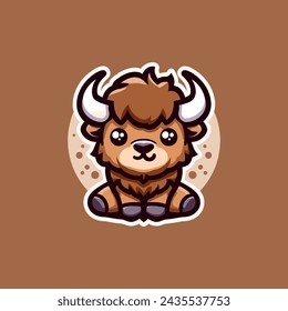 Bison-Cute-Mascot-Logo-Illustration-Chibi-Kawaii is awesome logo, mascot or illustration for your product, company or bussiness