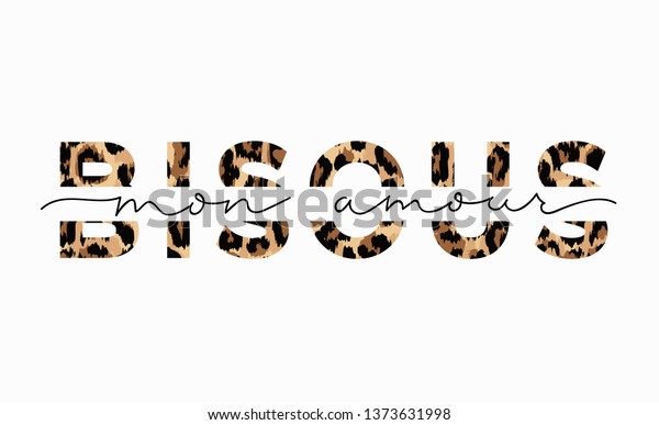 Bisous Mon Amour Inscription French Means Stock Vector