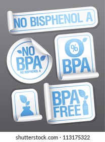 Bisphenol A (BPA) free products stickers set.