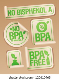 Bisphenol A (BPA) free products stickers set.