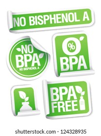 Bisphenol A (BPA) free products stickers set.