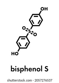 Bisphenol S (BPS) Plasticizer Molecule. Used As Curing Agent In Epoxy Glues And As Alternative To BPA. Skeletal Formula.