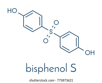 Bisphenol S (BPS) Plasticizer Molecule. Used As Curing Agent In Epoxy Glues And As Alternative To BPA. Skeletal Formula.